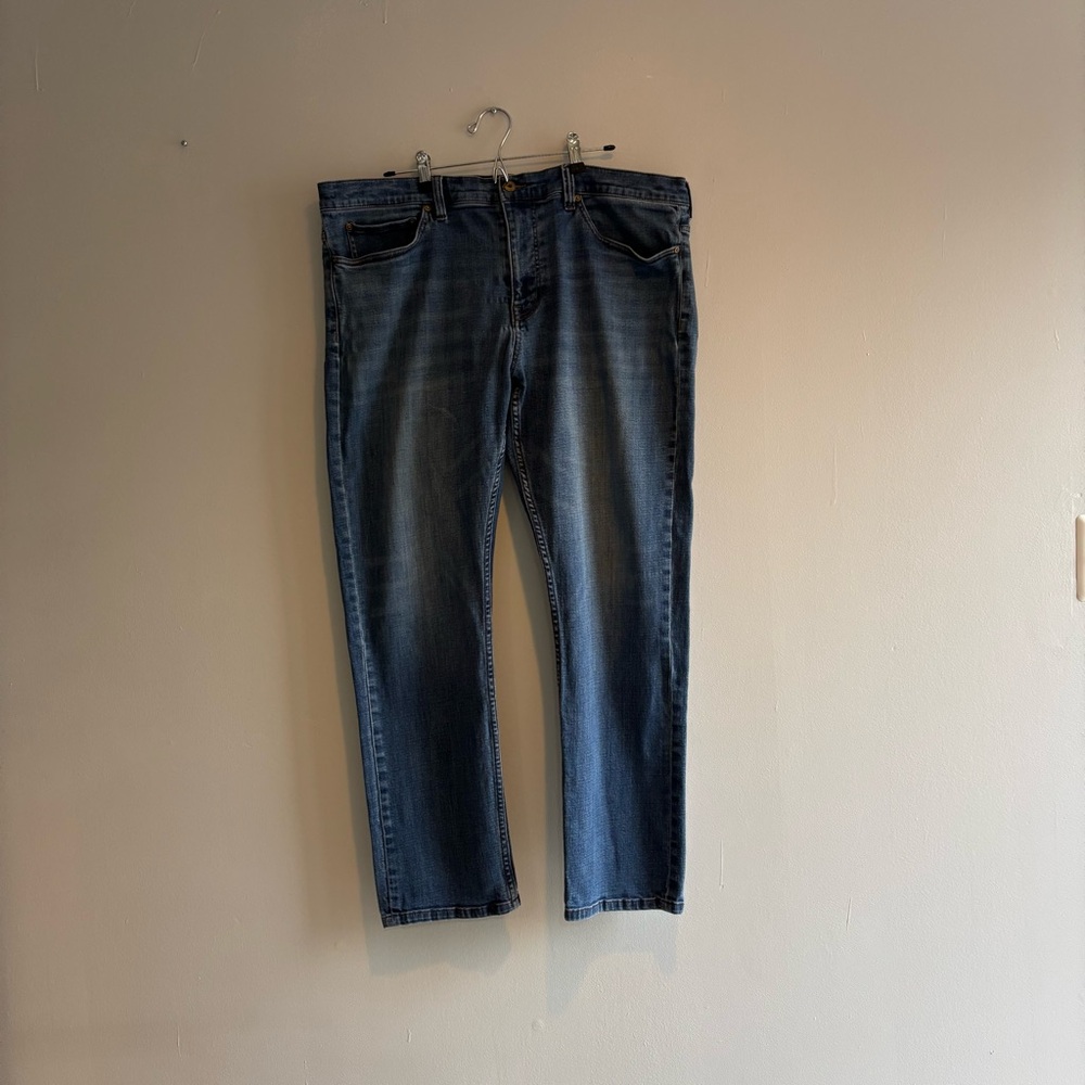 Jos. A. Bank Mens Tailored Fit Jeans 40Wx32L Cotton Stretch Blue Denim 5 Pockets